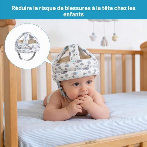 Casque Bebe Antichoc Protection, 1 pièce Casque Anti Chute Bebe, Casq UE Bé bé Anti Choc, Casq UE Protection B ebe, pour Enfant Garçon Fille Apprendre à Ramper et à Marcher, Blanc. – vue 4