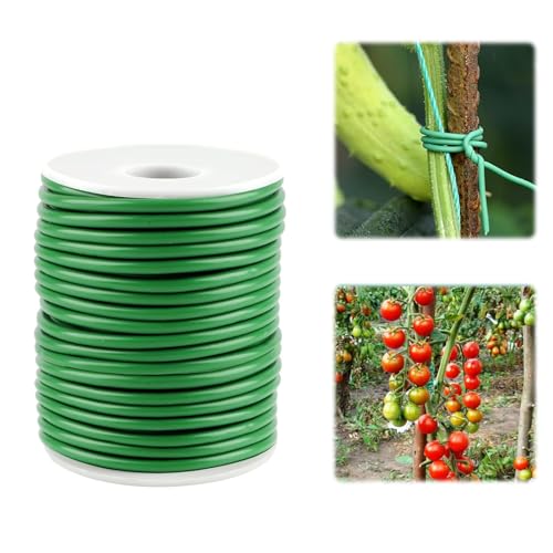 PRZRAO 3,5 mm x 20 m Dicke Bindedraht Gummiert, Grün Pflanzendraht...
