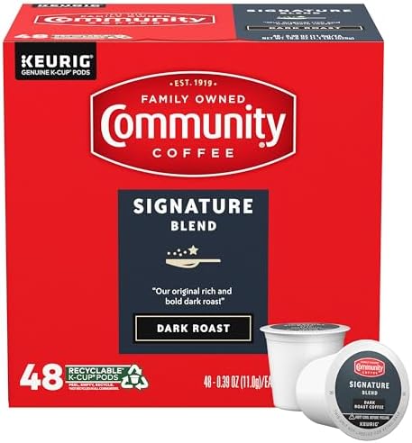 Community Coffee Signature Blend Dark Roast Single-Serve Keurig K-Cup Pods 48 Count (Pack of 1)