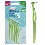 TePe Interdental Brush Angle, Green, 0.8mm/ISO 5, 6pcs, Plaque Remover, Easy and efficient Cleaning Between Teeth, Tooth Floss for Small Gaps, Carton Pack