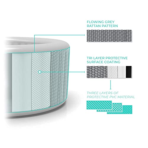 Wave Spas Atlantic Plus | 4-6 Person| Portable Inflatable Round Hot Tub Spa With 140 Air Jets| Protective Cover| Pump And Integrated Filters| Gray Rattan Print #TOP3