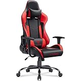VIT Computer Gaming Chair Racing Style High-Back PC Chair Ergonomic Office Desk Chair Swivel E-Sports Leather Chair with Lumbar Support and Headrest(Red)