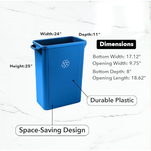 Image of 16 Gallon Slim Rectangular Garbage Can - Blue
