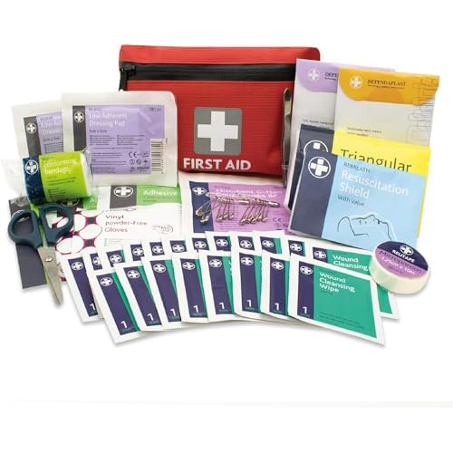 Lewis-Plast Premium 92 Piece First Aid Kit – Safety Essentials for Travel, Car, Home, Camping, Work, Hiking & Holiday Red , Small
