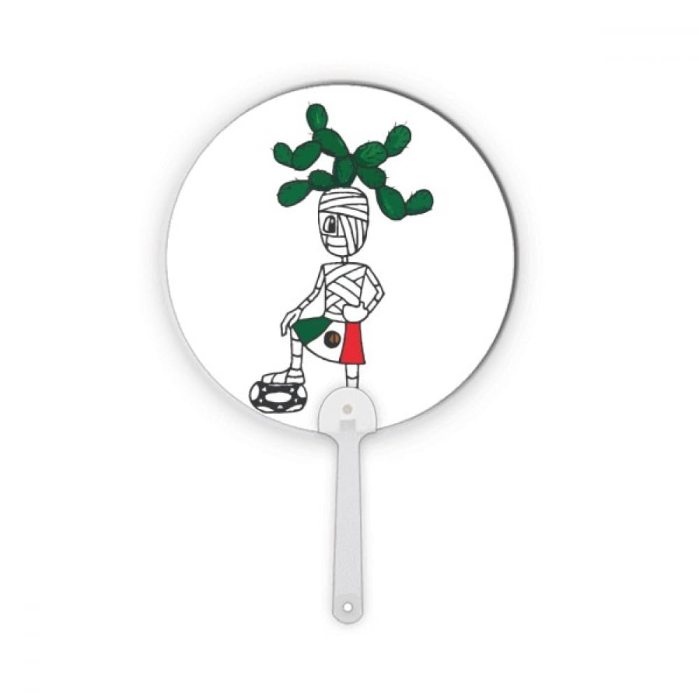 Éventail rond en plastique motif cactus mexicain pour été