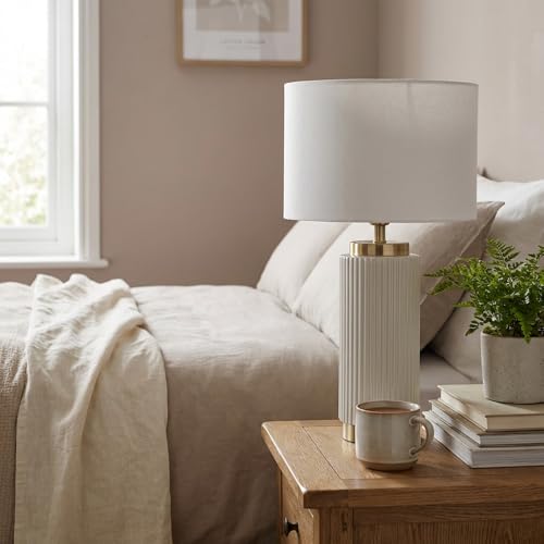 wilko Clara Table Lamp, Off-White Ceramic Base with Gold Metallic Caps, Modern Finish - Image 6