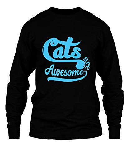 Make My ApparelCats are Awesome, Mens Long Sleeves Tshirt, Black