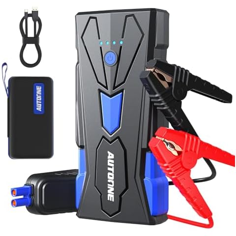 AUTOONE 6000A Car Battery Jump Starter Up to All Gas & 12L Diesel Engine, Car Battery Jumper Starter Portable 12V Jump Box with USB Output, Storage Case, LED Flashlight Cover