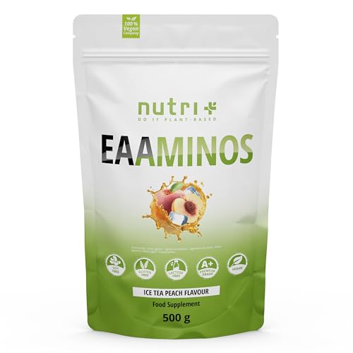 Nutri + EAA Powder Ice-Tea Peach 500 g - vegan + hochdosiert - alle essenzielle Aminosäuren - Eistee-Pfirsich Geschmack EAAs Essential… – Ansicht 1