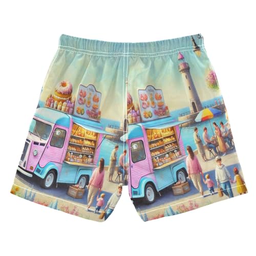 Seaside Dessert Truck Boys Swim Trunks Quick Dry Toddler Swimsuit Boy Bathing Suits Board Shorts Swimwear 2T Multi2