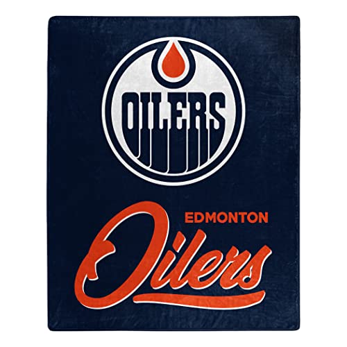 Northwest NHL Edmonton Oilers Unisex-Adult Raschel Throw Blanket, 50" x 60", Signature