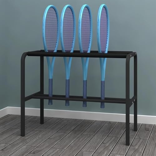Soporte para raquetas de tenis de hierro de pie con esponja antiarañazos 2