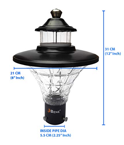 Image of BENE Smuk Outdoor Gate Light, Black, Round, 21cms, Pack of 1