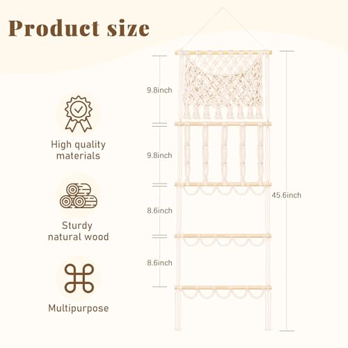 AOFLLU Headband Holder Hair Bow Organizer for Women, Macrame Bow Holder Hair Accessories Organizer Claw Clip Storage Large Capacity Wall Hanging for Girls Bedroom Decor — view 3