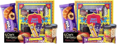 Image of HARIBAS Premium Chocolate Gift Pack, Assorted Chocolates and Cookies Hamper Diwali Gift Pack - 7‑in‑1 (Pack of 2)