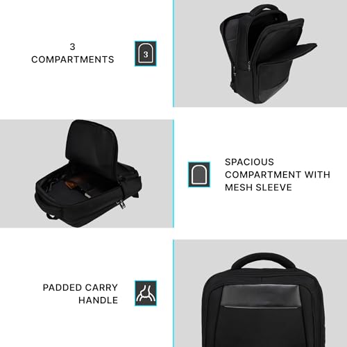 Image of F Gear Brussels Black 21L Premium Laptop Backpack | Fits 17 inch Laptop | USB & Type-C Charging Ports | Lightweight with Tablet Sleeve, 3 Compartments & a Hidden Pocket | Ideal for Office & Travel