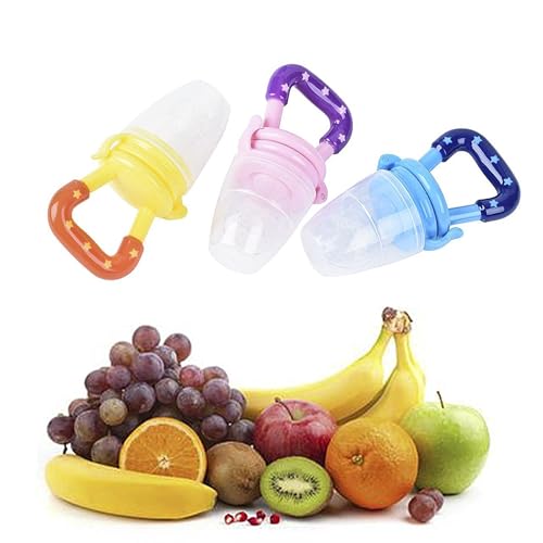 Image of Baby Skin Care Powder Talcum Puff Case Cum Container Box With Fruit Feeder Nibbler Teether For Babies /Kids /Toddler /New Born BPA Free (PATTERN 51)