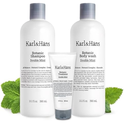 Karl&Hans Botanic Double Mint Vegan Shampoo, Treatment, Body Wash Organic for Men and Women Cover
