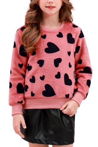 10 Best Girls Heart Sweaters That Are Perfect for Layering Up 10 BesserBay Girls Valentines Cozy Sherpa Fleece Sweatshirt
