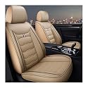 ZHISHIGUO Auto Sitzbezüge Sets FüR Subaru Outback BS Estate 2015-2020, 2-Sitzbezug Leder Auto Schonbezug, Airbag Kompatibel, Wasserdicht Sitzbezug Auto Zubehör(Beige)