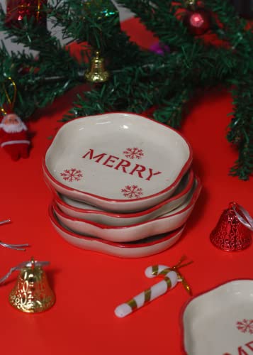Image of WEAVING HOMES Premium Ceramic Merry Handmade Dessert Plate (Set of 1) - Plates, Dessert Plates, Ceramic Plates, Plate Set, Handmade Plates, Small Plates, Dinnerware Plates