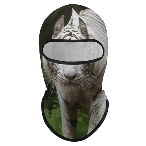 Balaclava Mascarilla para Esquí Balaclava Cubierta Facial Completa Protección Solar Capucha Blanco Majestuoso Tigre de Bengala Cubrecabeza para Verano Enfriamiento Cuello Ciclismo Balaclavas Protector UV para Hombres y Mujeres