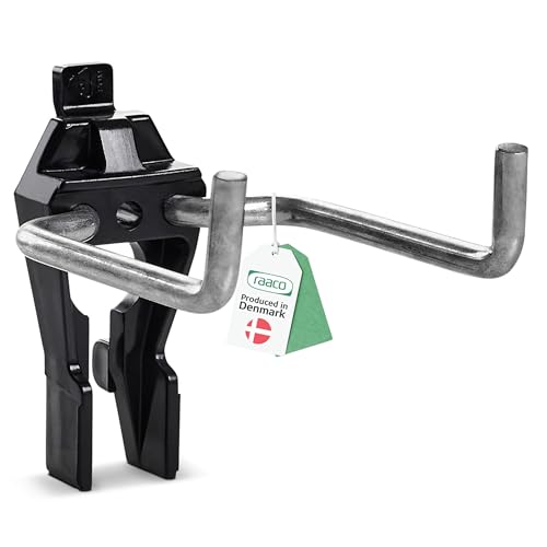 Raaco Hammerhalter Clip 4-50 für Lochwand & Werkzeugwanden, 50 mm Länge, Spezialhalterung für Hämmer, Robuste Werkzeughalter aus Stahl & Polyacetal, Set von 3, Lochwand Zubehör, Lochwand Haken