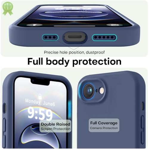 Image of LOVE 3000 Designed for iPhone 16e /17e Case, Premium Silicone with [Soft Anti-Scratch Microfiber Lining] Shockproof Protective Phone Case for Men Women Girls 6.1 inch, Navy Blue
