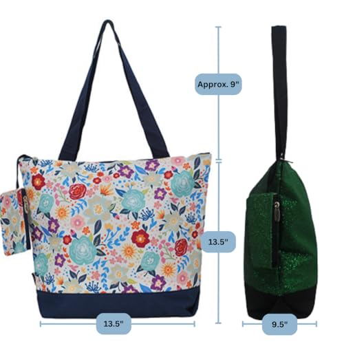 Image of NGIL Medium Top Zipper Closure Canvas Tote Bag with Attached Matching Coin Purse For Moms and Nurses