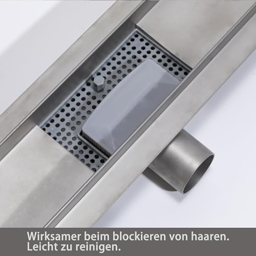KOOBON Duschrinne Siphon mit Geruchsstop Haarsieb Set für Duschrinnen mit Φ 40mm Ablauf Duschablauf, Haarfänger Dusche Ablauf Bodenabfluss Wasserabfluss