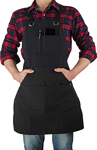 Etbol 16 Oz Canvas Apron For Men - Black Heavy Duty Work Apron For Carpenters,Woodworkers,Blacksmith,Bbq,Gardener, Workshop #TOP3