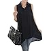 Asher Womens Summer Loose Sleeveless Long Tunic Top Blouse (XL, Black)