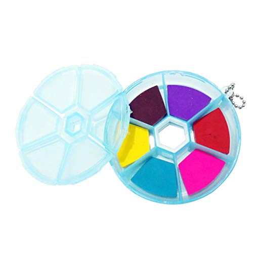 DeoDap Round 6 Compartment Eraser Box with Sticker (Multicolor)