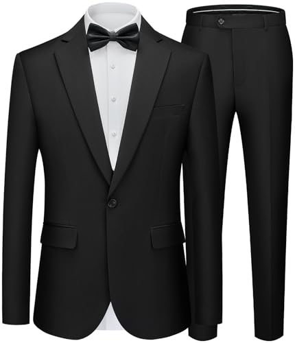 WEEN CHARM Mens Suits 2 Piece Slim Fit One-Button Wedding Tuxedo Suit Set | Notched Lapel Elegant Blazer Trousers Classic Fit Formal Wear Dress Suits for Prom Business Graduation Back to Scho product thumbnail 12