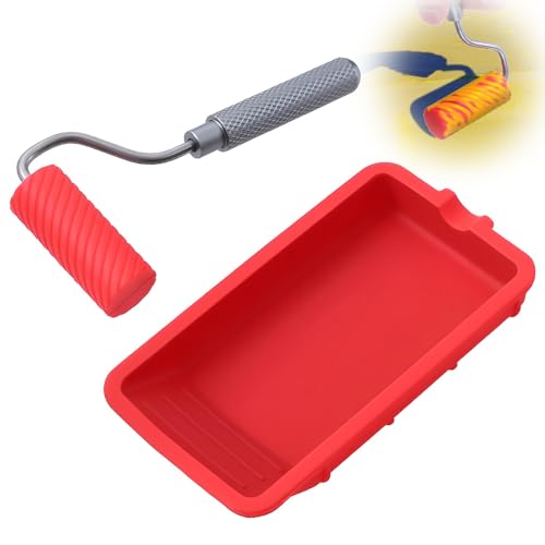 YANGUN Leimroller Holzleim, Wiederverwendbare Leimwalze für Handwerk, Leimpinsel mit Silikon Farbwanne, Schnell und Gleichmäßig Auftragen, Tablett Anwendbar auf Handwerk, Holzbearbeitung Klebeprojekte