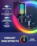 InnoGear Jeu USB Microphone, AI-Bruit Annulant Condenser Mic avec Mute, Gain, RGB Indicateur, Boom Arm Stand pour le streaming, Podcast, Twitch, YouTube, Discorde, PC, Ordinateur, PS4, PS5, Mac, Noir