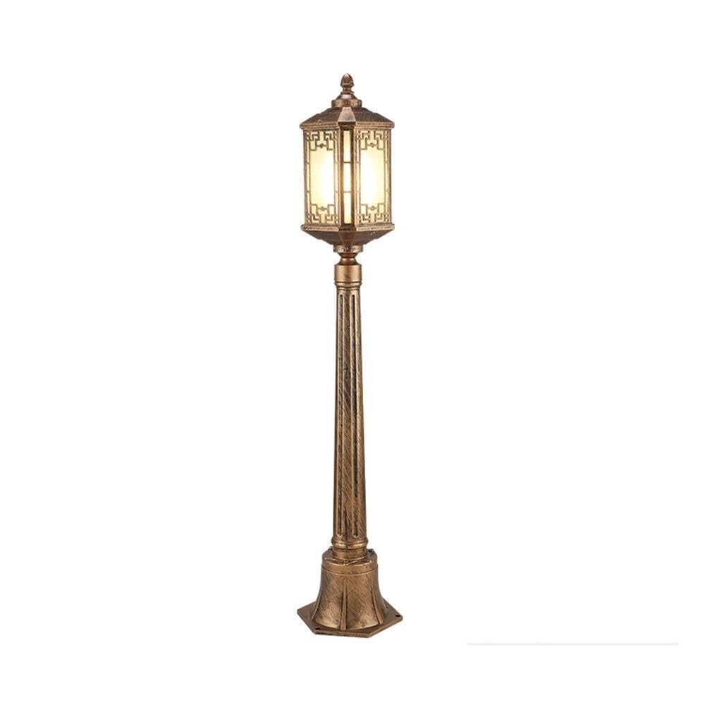 QUSYZD Post Lights Outdoor Lamp Post Lights Outdoor, Outdoor Waterproof E27 Glass Post Lights European Column Lamps Garden Lawn Landscape Street Lighting Gate,Brown-1.7M