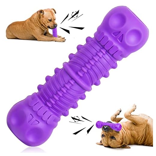 FRLEDM Dog Toys, Squeaky Dog Toys, Durable Dog Toys for Aggressive Chewers, Chew Toys for Aggressive Chewers Large Breed, Tough Rubber Dental Chew Dog Toys for Large Medium Breed (Purple-Large)