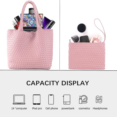 Image of JINMANXUE Fashion Woven Bag Shopper Bag Travel Handbags and Purses Women Tote Bag Large Capacity Shoulder Bags