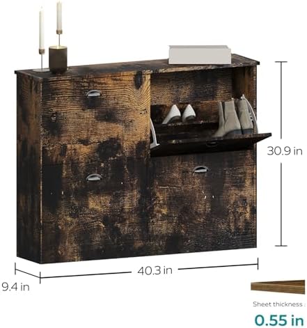 Slim Hidden Shoe Cabinet, Narrow 4-Door Shoe Rack for Entryway, Foyer, Hallway & Bedroom - Space-Saving Storage Solution for Shoes & Accessories