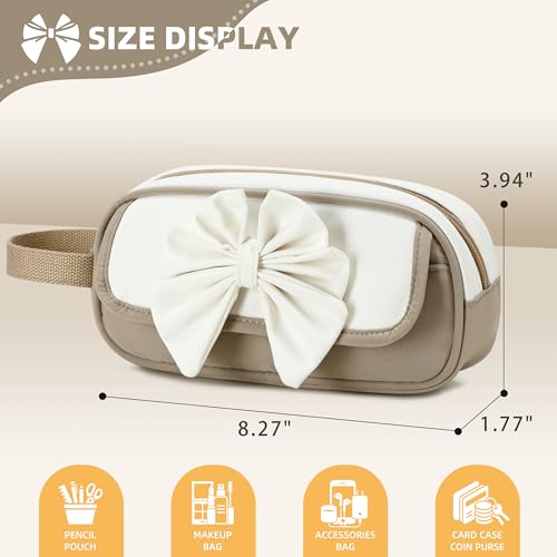 Image of Large Pencil Case for Girls Teens Kids School Zipper Pencil Pouch Brown