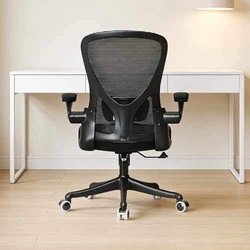 Image of Monhey Office Chair Ergonomic Desk Chair with Lumbar Support&Headrest&Flip-up Arms Height Adjustable Rocking Swivel High Back Computer Chair Warm Taupe Mesh Study Chair (09black)