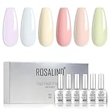 ROSALIND Pastel Gel Nail Polish Set, Summer Gel Polish Macaron Color Gel Polish Nude Yellow Purple Blue Green Colors Collection Nail Art DIY at Home