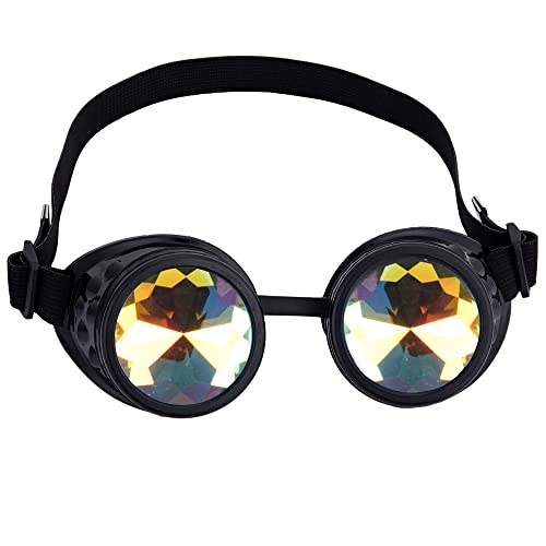 Image of 3-5 Days Delivery Kaleidoscope Rave Rainbow Crystal Lenses Steampunk Goggles