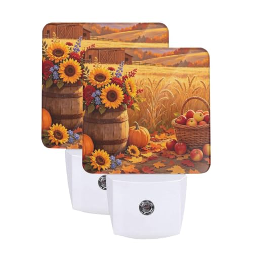 Image of Farmhouse Sunflowers Autumn LED Plug-in Nightlights 2-Pack for Bathroom