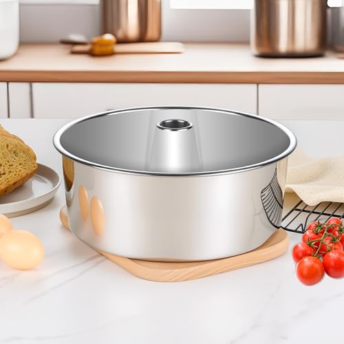 LIANYU Angel Food Cake Pan, 10 Inch Tube Pan for Baking Pound Cake, Deep Chiffon Mold with Stainless Steel Core, Mirror Finished Surface, Easy to Release, Dishwasher Safe by LIANYU - Image 2