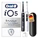 Produktbild Oral-B iO Series 5 Elektrische Zahnbürste Doppelpack  Electric Toothbrush, Inkl. 2 Aufsteckbürsten und Reise-Etui  5 Putzmodi für Zahnpflege, Zahnbürste Elektrisch, Designed by Braun, Schwarz/Weiß