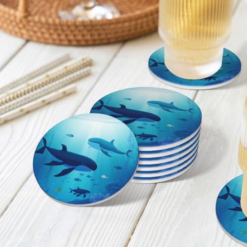 Dessous de verre en céramique durable et élégant motif baleines - 8