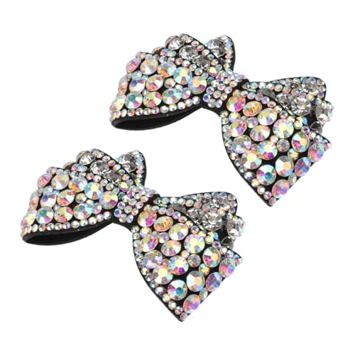 Ipetboom Adornos Zapatos Mujer Lazo Decorativo con Cristales Clips y Portátil Fácil Instalación para Fiesta y Boda Pequeño Negro