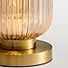 Mid Century Modern Table Lamp: Vintage Amber Ribbed Glass Globe Dimmable Plug in Small Bedside Lamps - Cute Brass Gold Side Table Lamp Nightstand Light for Bedroom Entryway Office Desk Living Room